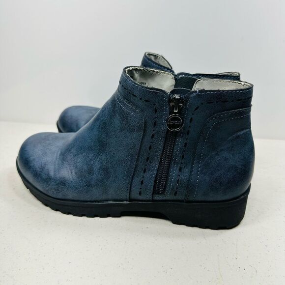Jsport Jenna Ankle Boots Women 7 M Blue Faux Leather Side Zip Memory Foam Bootie - Picture 4 of 8
